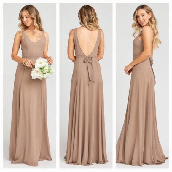 Show Me Your MuMu Jenn Maxi Dress Medium in Dune Chiffon - Picture 3 of 11